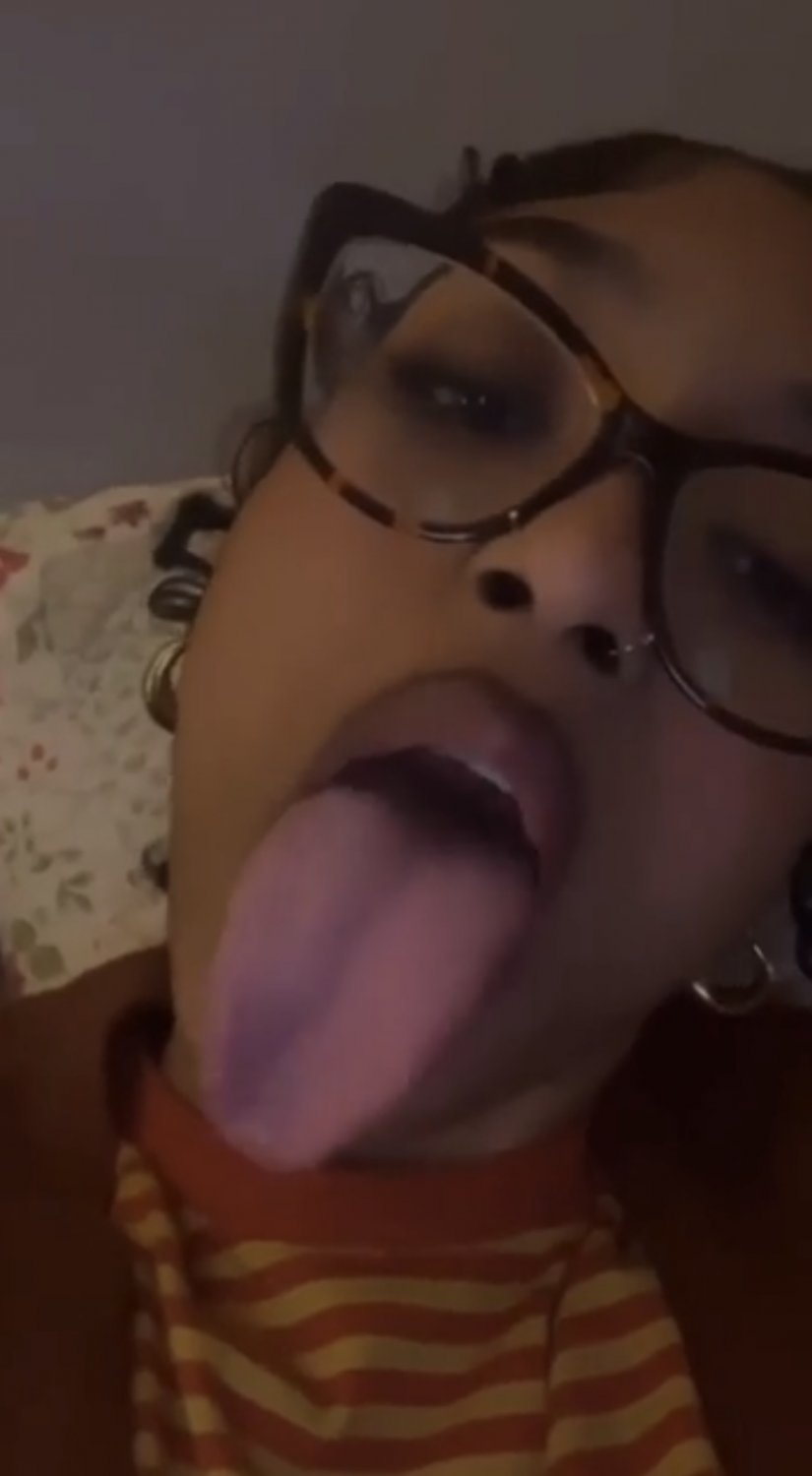 Black girl teasing her sexy tongue #5q7bZlnt